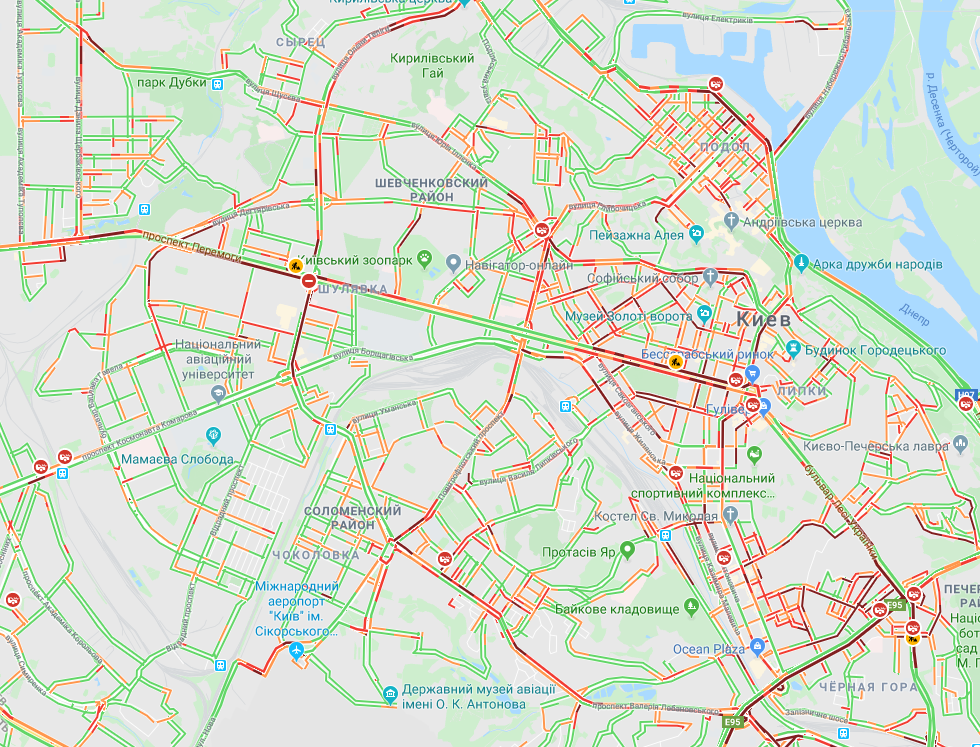 Киев сковали пробки: карта